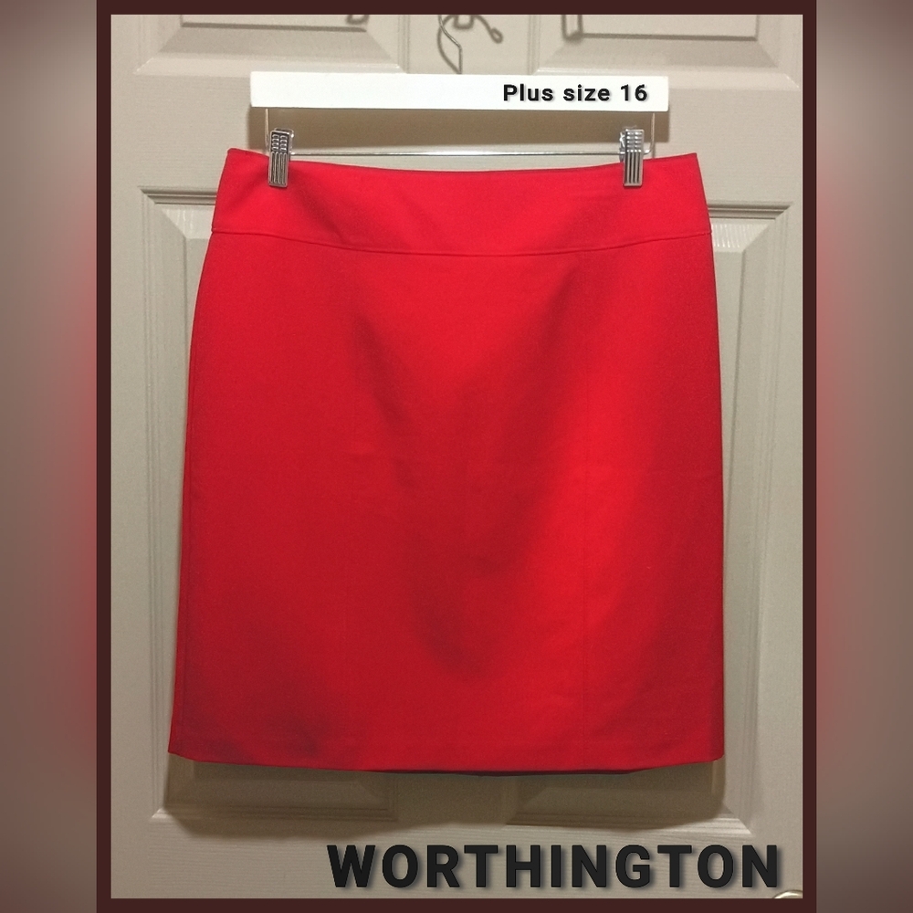Vibrant Plus Size Red Worthington Women's Skirt Sz 16 Like New